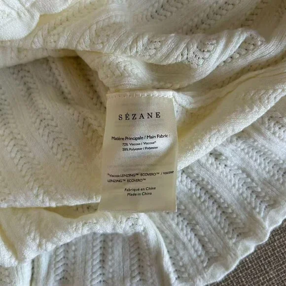 Sezane Anil Jumper Medium Ecru Cream Ivory Top Short Sleeve Sweater Knit French - Picture 11 of 13